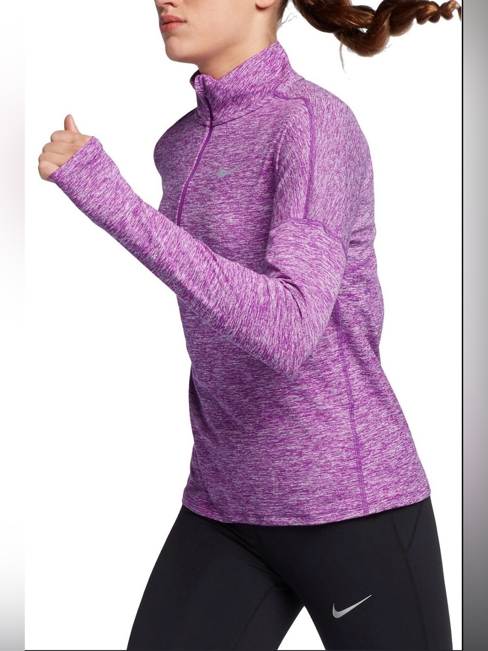 Nike Women's Heathered Purple Dri-Fit Half-Zip Running Top